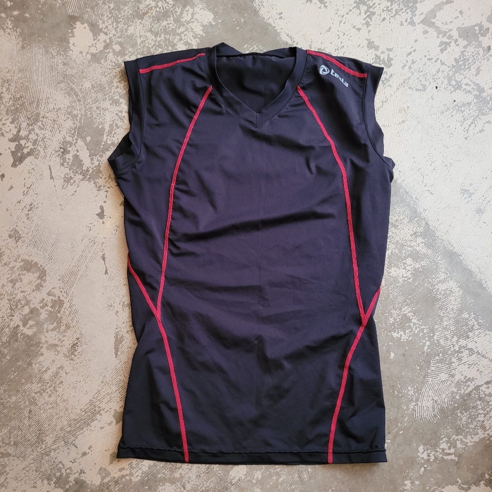 Tesla Black Athletic Hyper Dri Sleeveless Tank V-neck Large